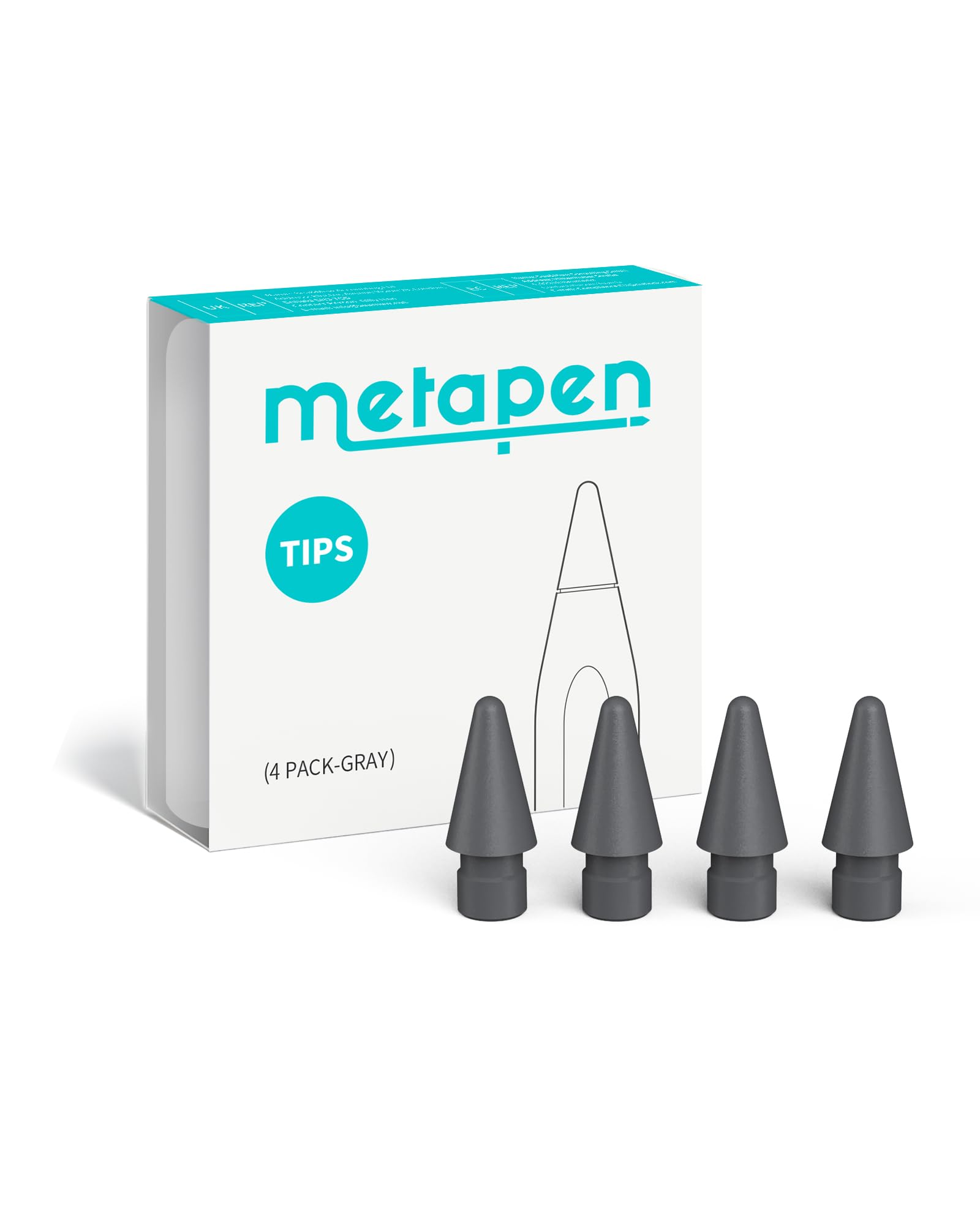 Metapen 4 Pack Tips Compatible with Apple Pencil Pro, USB-C, 2nd