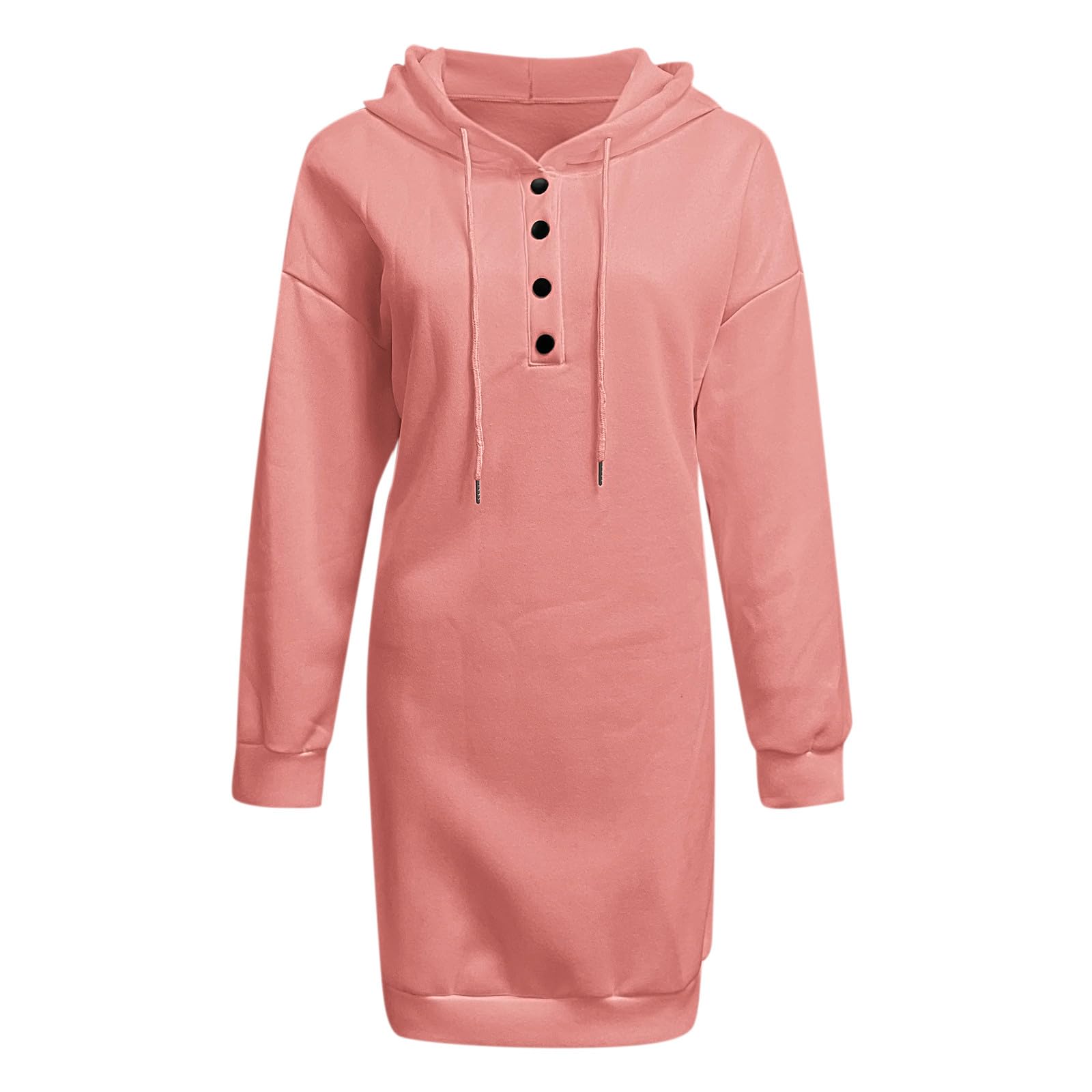 Generico con Cappuccio da Donna in Pile - Tunica da Donna Manica Lunga Top | Hoodie Tinta Unita Moda Casual Tasche Casa Con Bottoni Termica Abbigliamento Autunno Invernale Outdoor