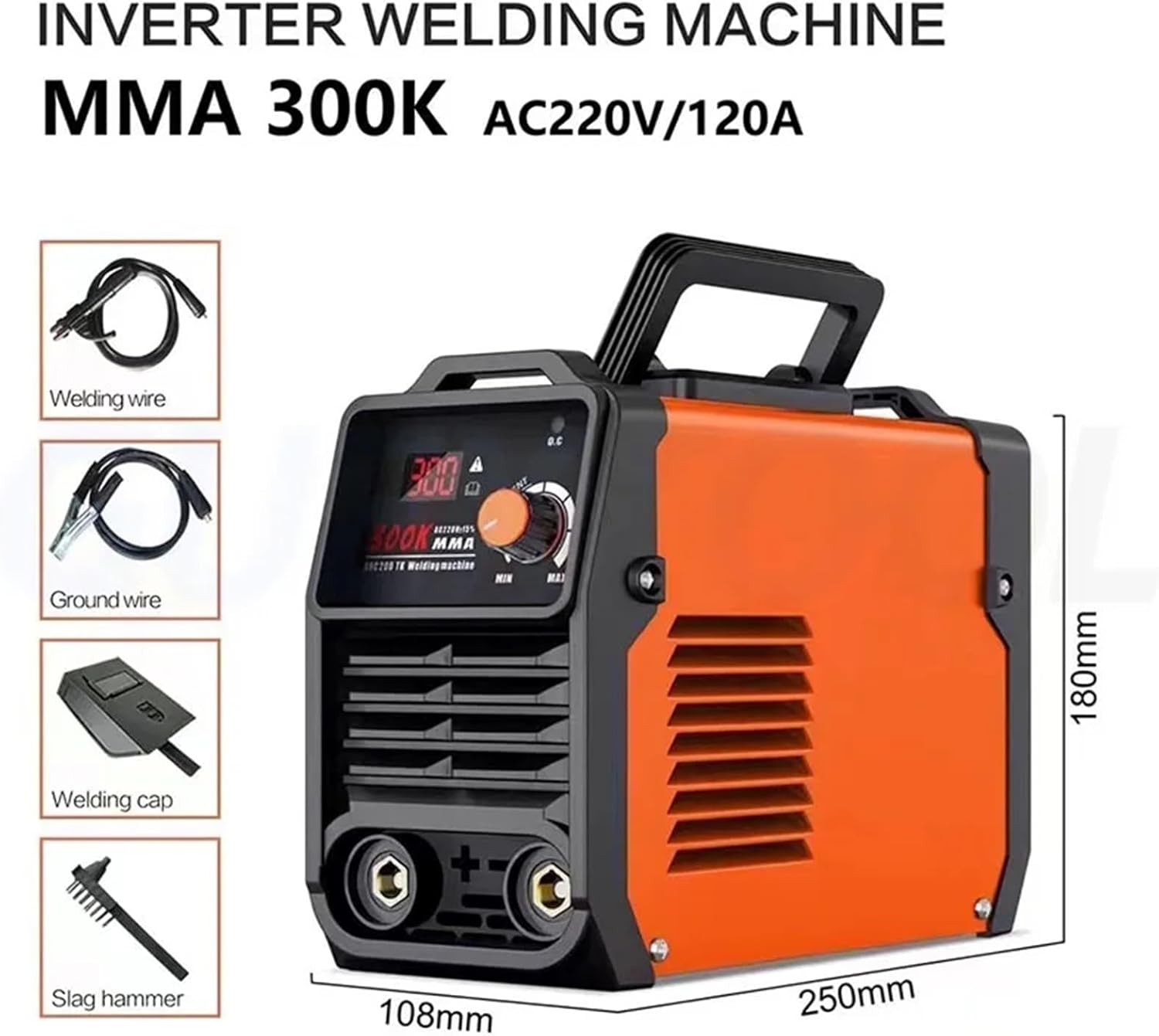 Portable Inverter Welder, Electric Welding Machine 220V/110V Mini Portable Current Adjustable Compact Manual Metal Arc Welder