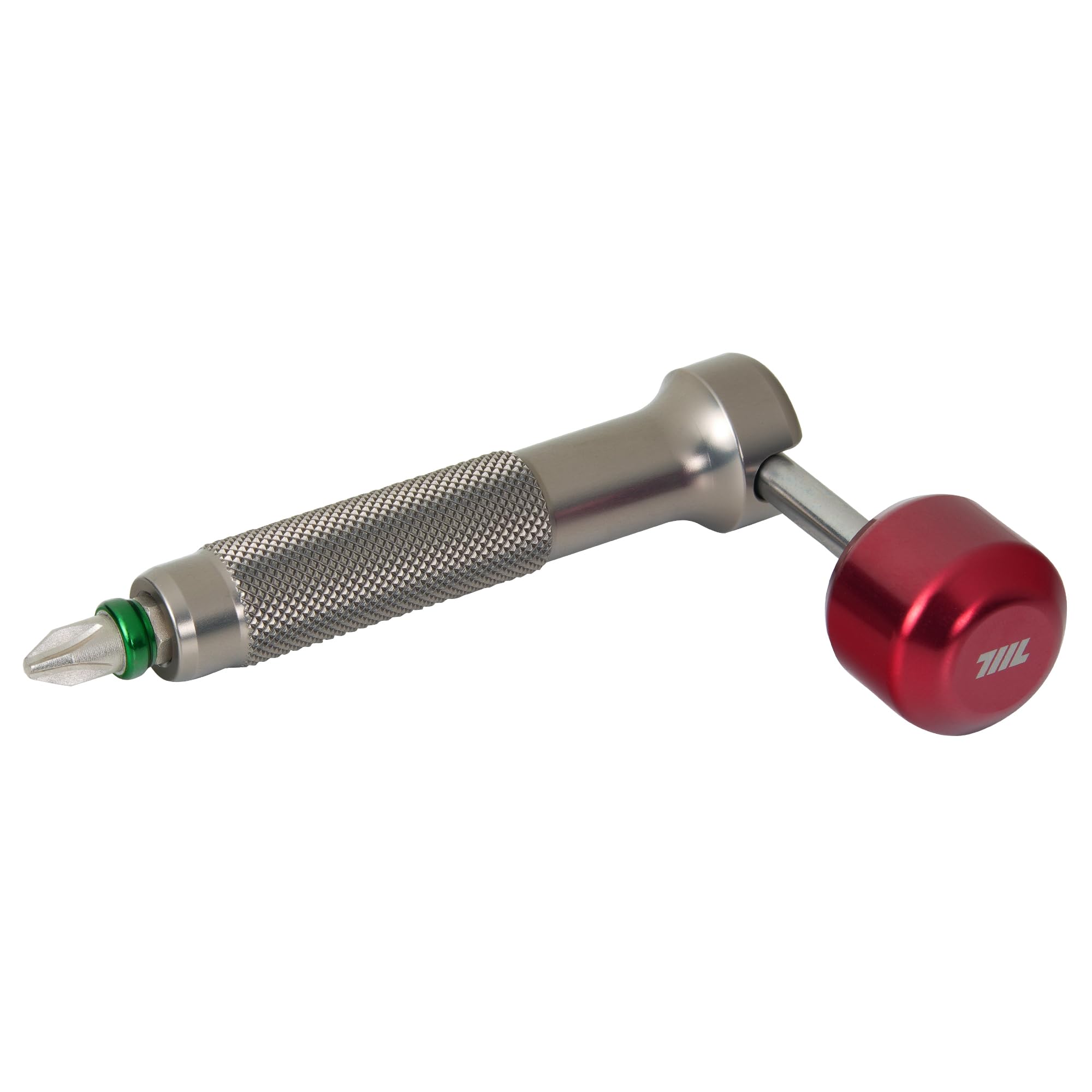 711L Lollipop Bit Driver - Pocket EDC Screwdriver with Retractable Lever for Extra Torque - Interchangeable 1/4" Hex Bit Driver (Space Gray & Red)