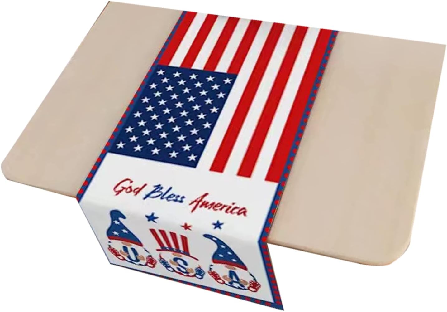 Independence Day Table Runner, Cotton Linen Blend,July 4th Red White Blue Table Top