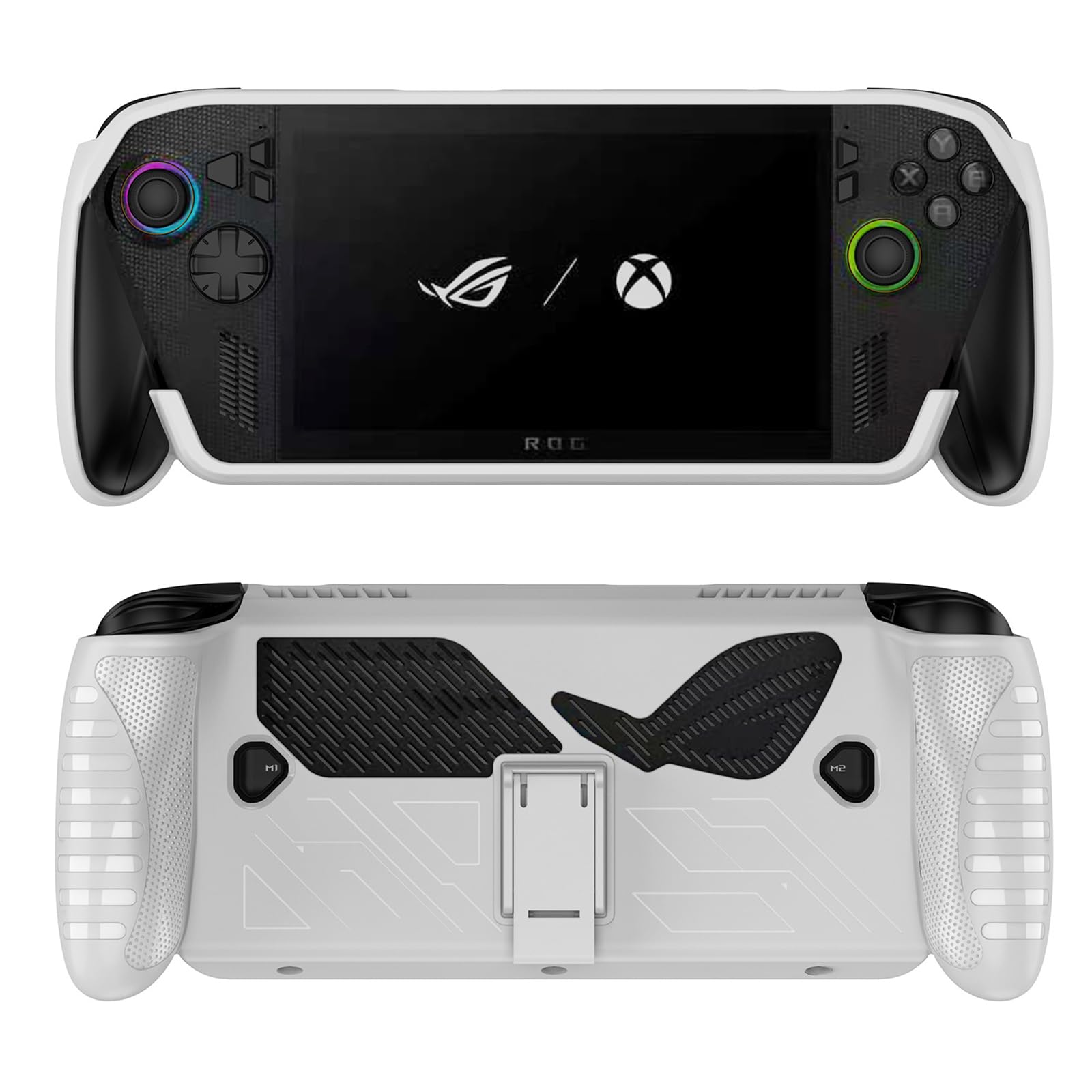 Etui Ochronne do ROG Xbox Ally X Konsoli do Gier,TPU Miękki Torba Pokrowiec Etui Powłoki Akcesoria z Grip i Podpórką do ROG Xbox Ally Gaming Handheld Console,Biały