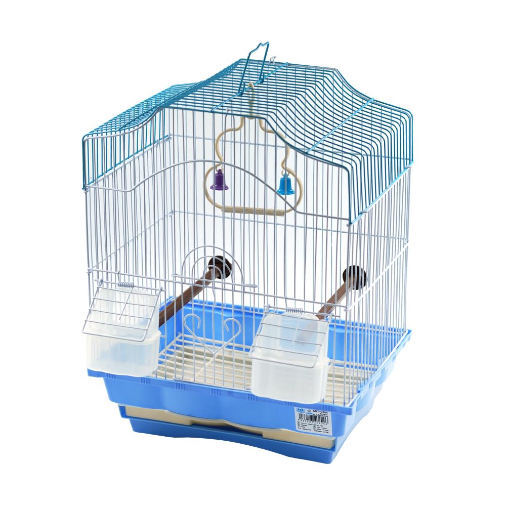 Jaula para pajaros Jaula agapornis con comederos,Palos Jaulas pájaros casa 29.5 * 27 * 38.3CM (SOY0204 Azul)