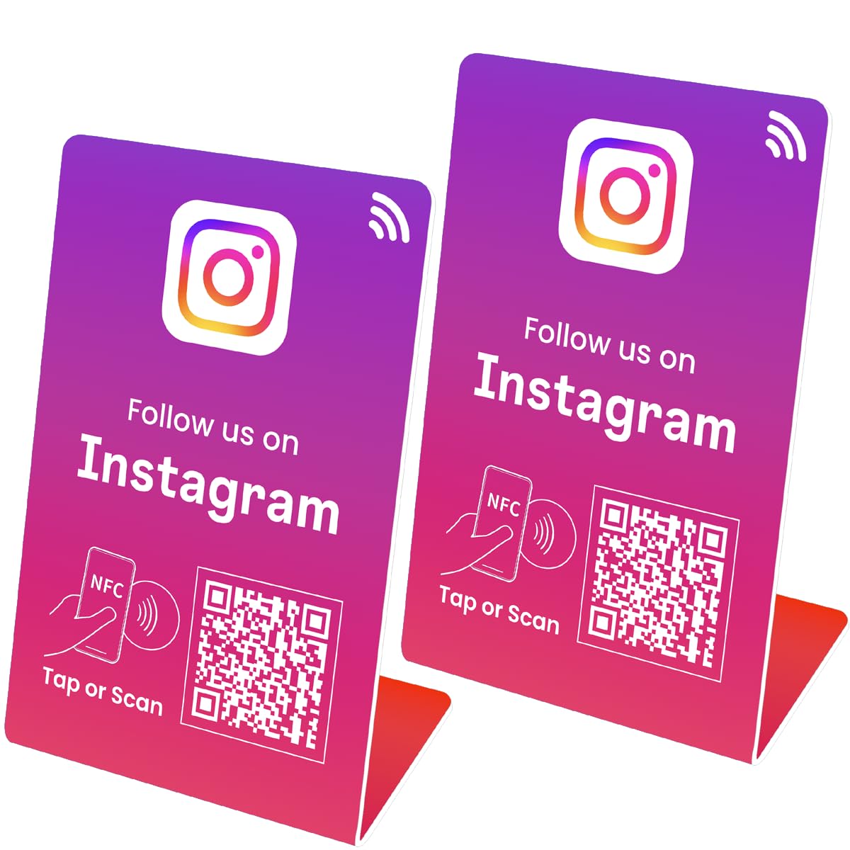 Follow us Stand, QR Code+NFC Tap, for Instagram, get More Follower, Dynamic QR Code, Compatible All Phones, Link can be Changed Anytime (2, Purple)