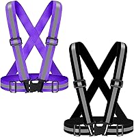 Vista 1 de Chaleco de seguridad reflectante, 2 piezas, chaleco de alta visibilidad, correas ajustables para correr, ciclismo, caminar, trabajadores