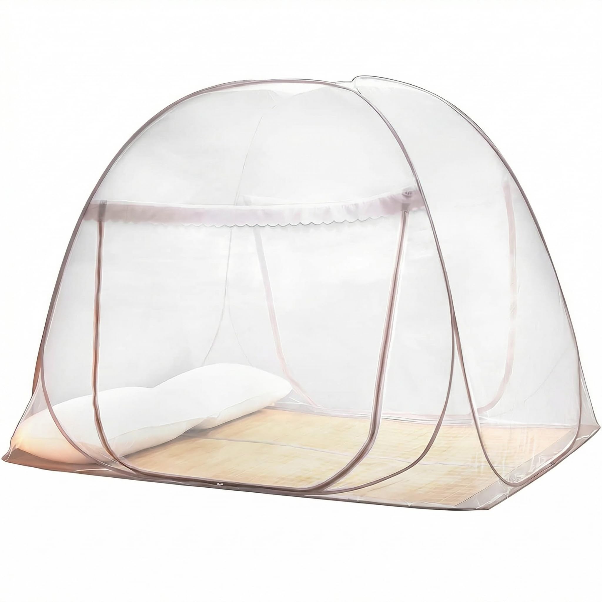 Qwork Transparent Or White Mosquito Net For Bed, Pop Up Mosquito Net, Foldable Double Door Mosquito Curtain,150 * 200 * 150Cm