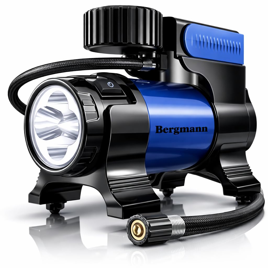 Bergmann Typhoon Heavy Duty Metal Car Tyre Inflator (Blue)