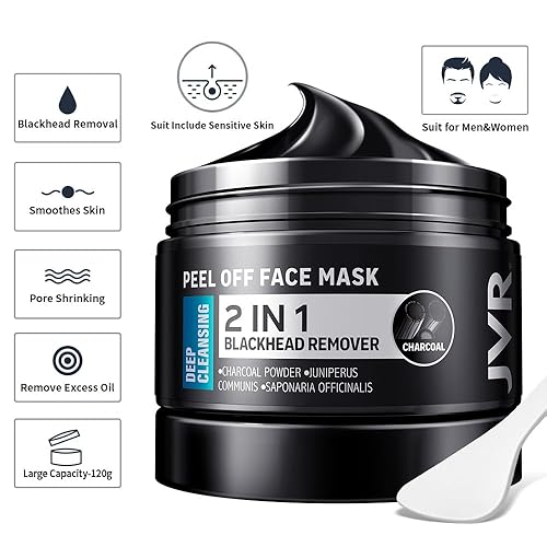 Miniatura 2 de JVR Máscara facial despegable, máscara removedor de puntos negros para hombres, máscara negra de carbón, máscara facial purificadora y limpieza