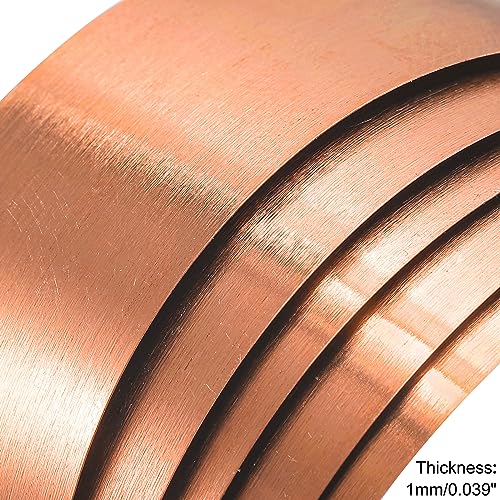 QUARKZMAN Kupferblech Kupferfolie Kupferplatte Kupfermatte Kupferplatten Kupferband Metallfolien Poliertes Kupfer Blatt Rolle Metall Folie Platte 1000mm x 10mm x 1mm