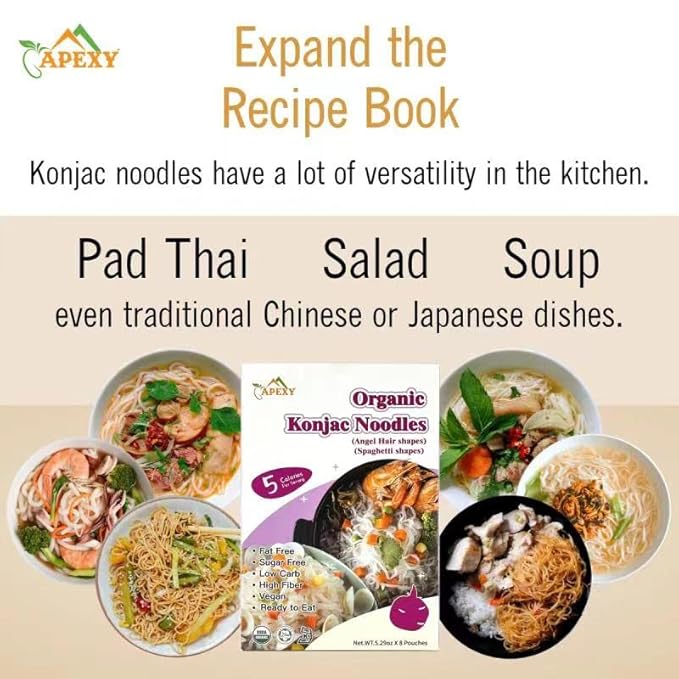 Fideos Orgánicos Shirataki Konjac Apexy 8 Bolsas 42.24oz miniatura 6