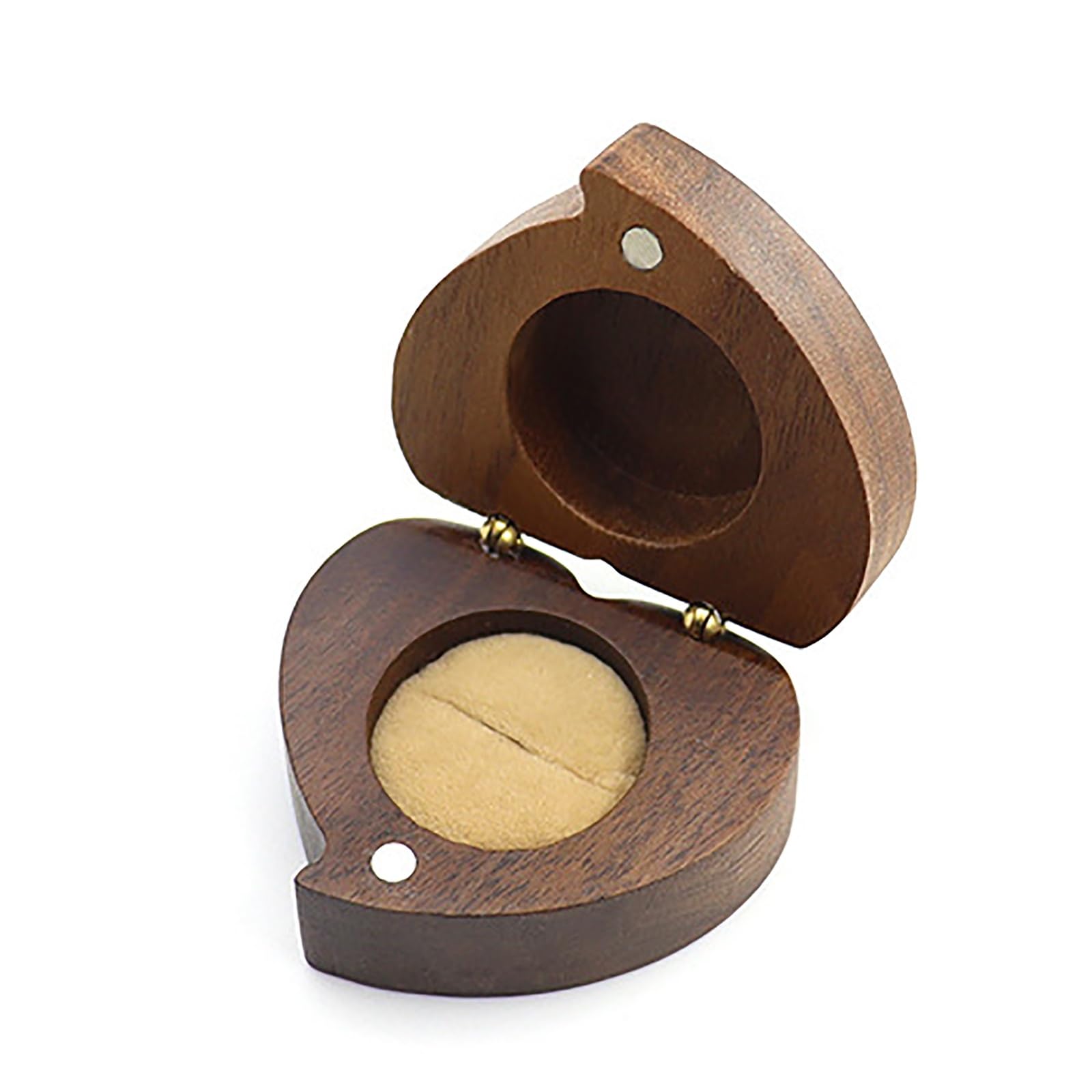 DUMRALBQE Wooden Ring Box Heart Shaped Wooden Ring Boxes for Storage and Placement(Champagne)