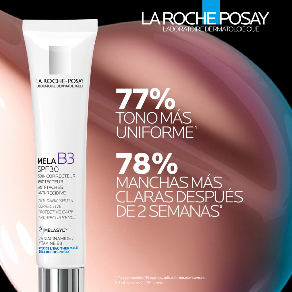 La Roche Posay Crema Despigmentante Intensiva, Fotoprotección SPF30, Intercepta el Exceso de Melanina, Efecto Glow Instantáneo, Fórmula con Melasyl y Niacinamida, Mela B3 Nueva, 40 ml