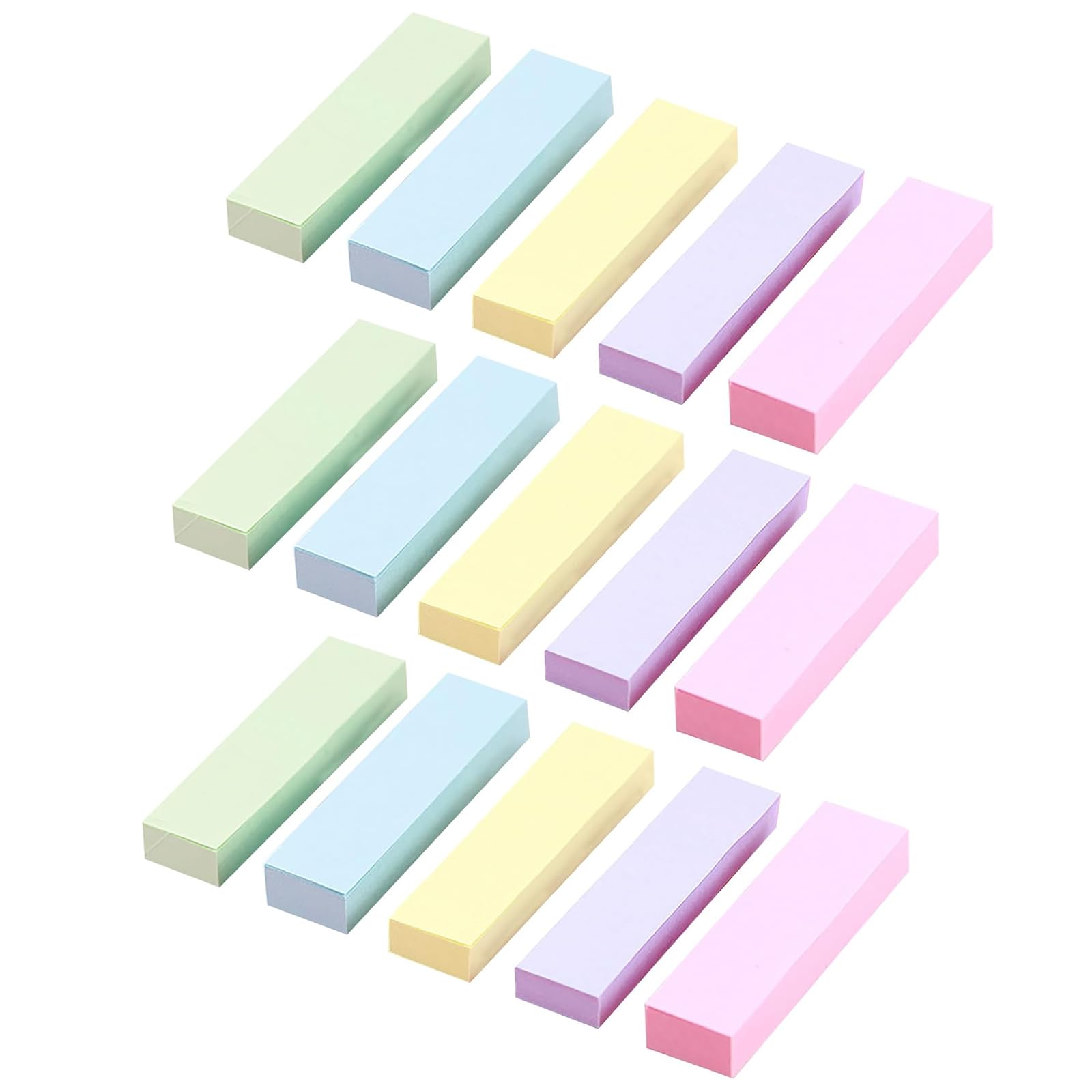 1500 Pastel Sticky Notes, 75x20mm Small Colorful Self-Stick Note Adhesive Notes Tabs for Notebook Office School and Home(Blue, Pink, Green, Yellow, Purple)