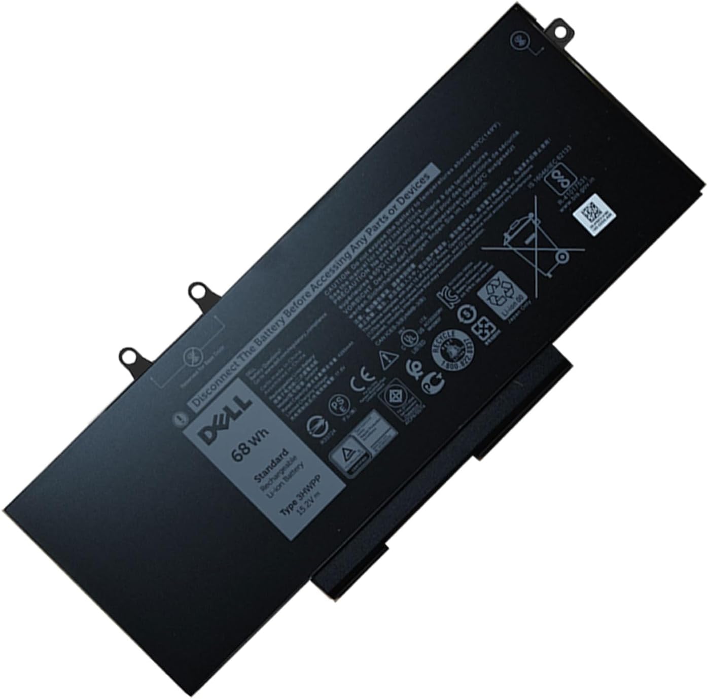 DELL 3HWPP Battery for Dell Latitude 5401 5410 5411 5501 5510 5511 Precision 3541 3551 Inspiron 7706 2-in-1 Inspiron 7500 2-in-1 Inspiron 7506 2-in-1 Black 03HWPP 10X1J N2NLL 1VY7F 451-BCMN 15.2V 68Wh
