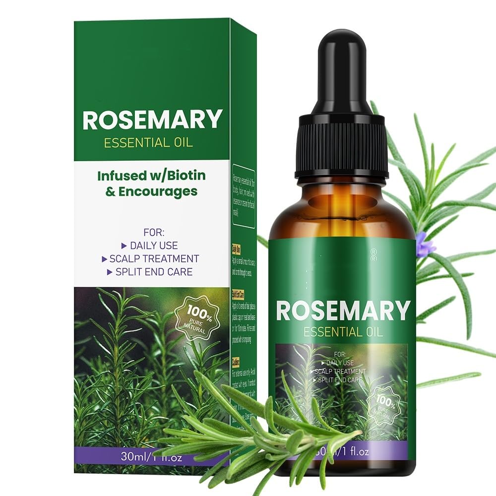 Rosemary Essential Oil for Skin & Hair, Hair Serum Anti Frizz Control Nourishes Styling & Moisturizing Oil, Strengthening Hydrating & Nourishing Hair Oil, Enhances Thickness, Non-Greasy Formula