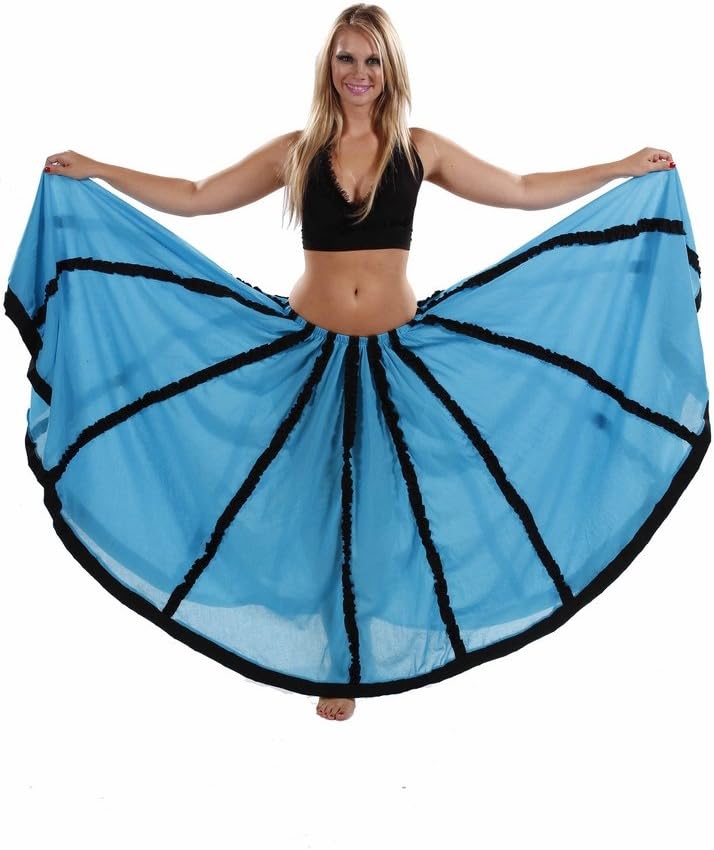 Belly Dance Circular Chiffon Skirt with Cotton Trim, Tanor Skirt