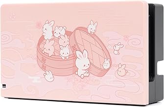 GeekShare Anti Scratch Switch Dock Cover- Hard Faceplate Sleeve Pad for Switch Dock- DIY Replacement Shell Compatible with Nintendo Switch Dock(Steamed Bun Rabbit)