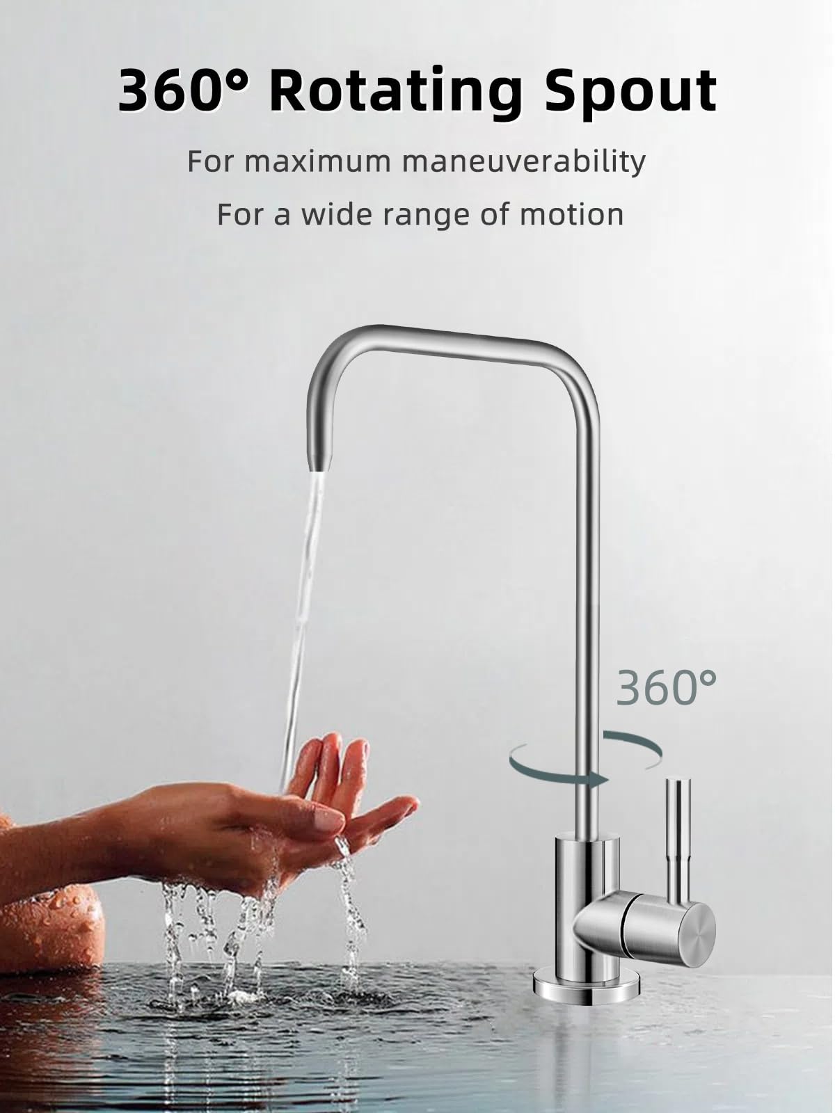 Trinkwasserhahn, bleifreier Wasserfilter-Wasserhahn,Umkehrosmose-Wasserhahn für Küchenspüle, gebürstetes Nickel, SUS304 Edelstahl
