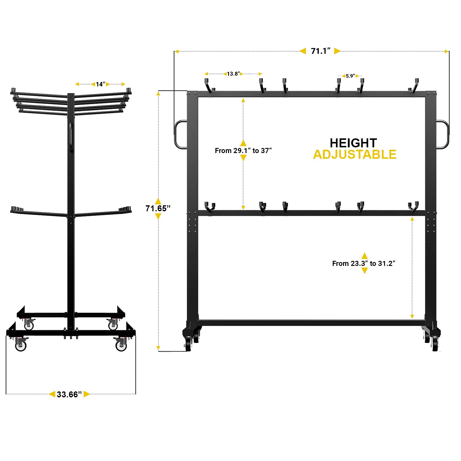 UPGORILO Folding Table and Chairs Cart Innovative Mobile Chair Dolly