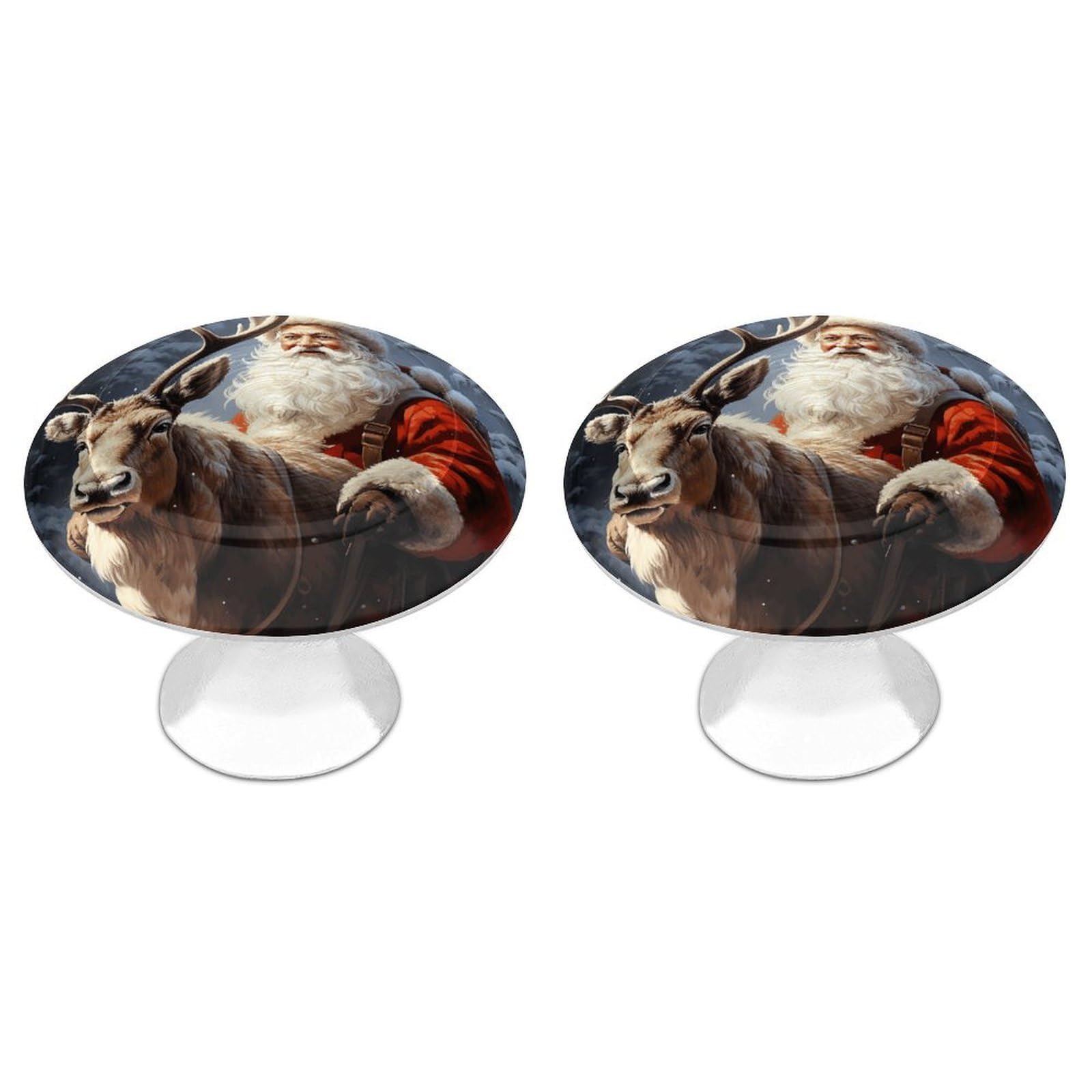 Vstadank Style Santa Claus And Deer Elk Cabinet Knobs Round Wardrobe Pulls Simple Drawer Handles With Screw Aluminum Alloy Closet Door Pull Modern Cabinet Hardware For Dresser Drawers 2 Pack