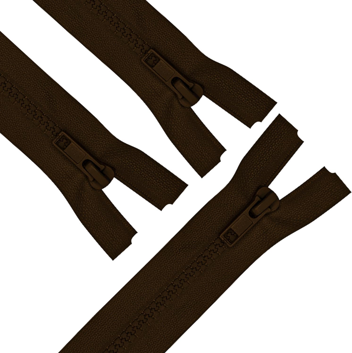 ANPURZII 3PCS #5 43 Inch Brown Separating Jacket Zippers for Sewing Coats, Molded Plastic Bulk Zippers(Brown 43" 3PCS)