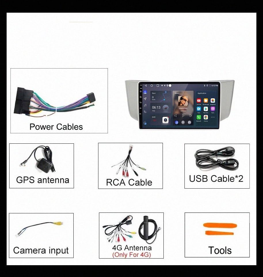 Radio coche 2 DIN con Carplay para Lexus RX300 y pantalla HD con Bluetooth 4