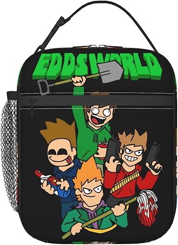 GLGFAS Eddsworld - Lonchera aislada de gran capacidad, a prueba de fugas, con cremallera, bolsillo de red externo, para oficina, viajes, trabajo