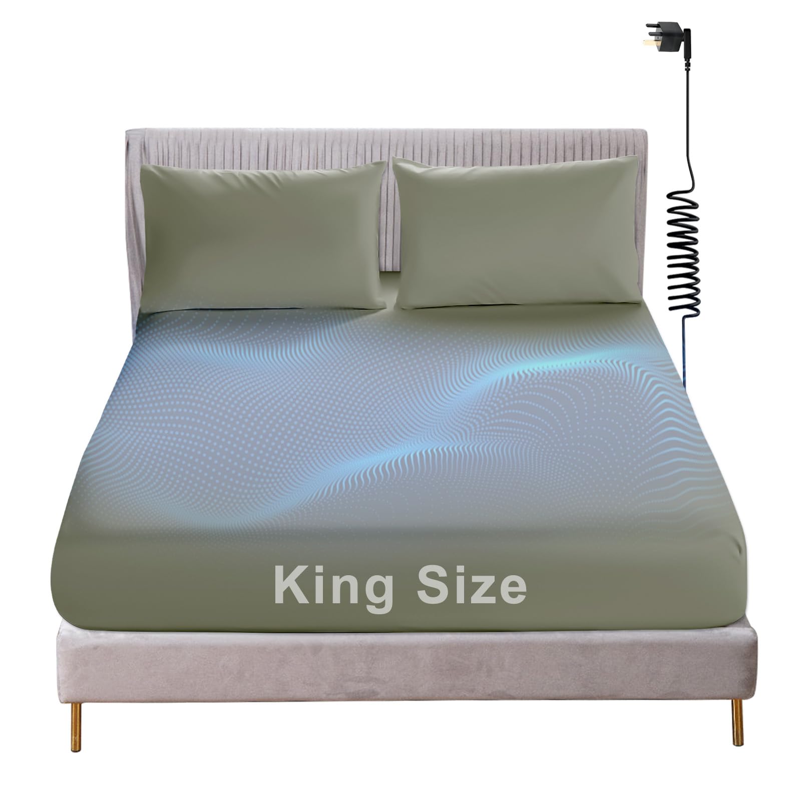 Grounding Fitted Sheet, Earthing Sheets King Size with 15ft UK Cord, Grounding Bed Sheet with 5% Silver Fiber & 95% Organic Cotton for Improving Sleep, Better Working (150x200cm)