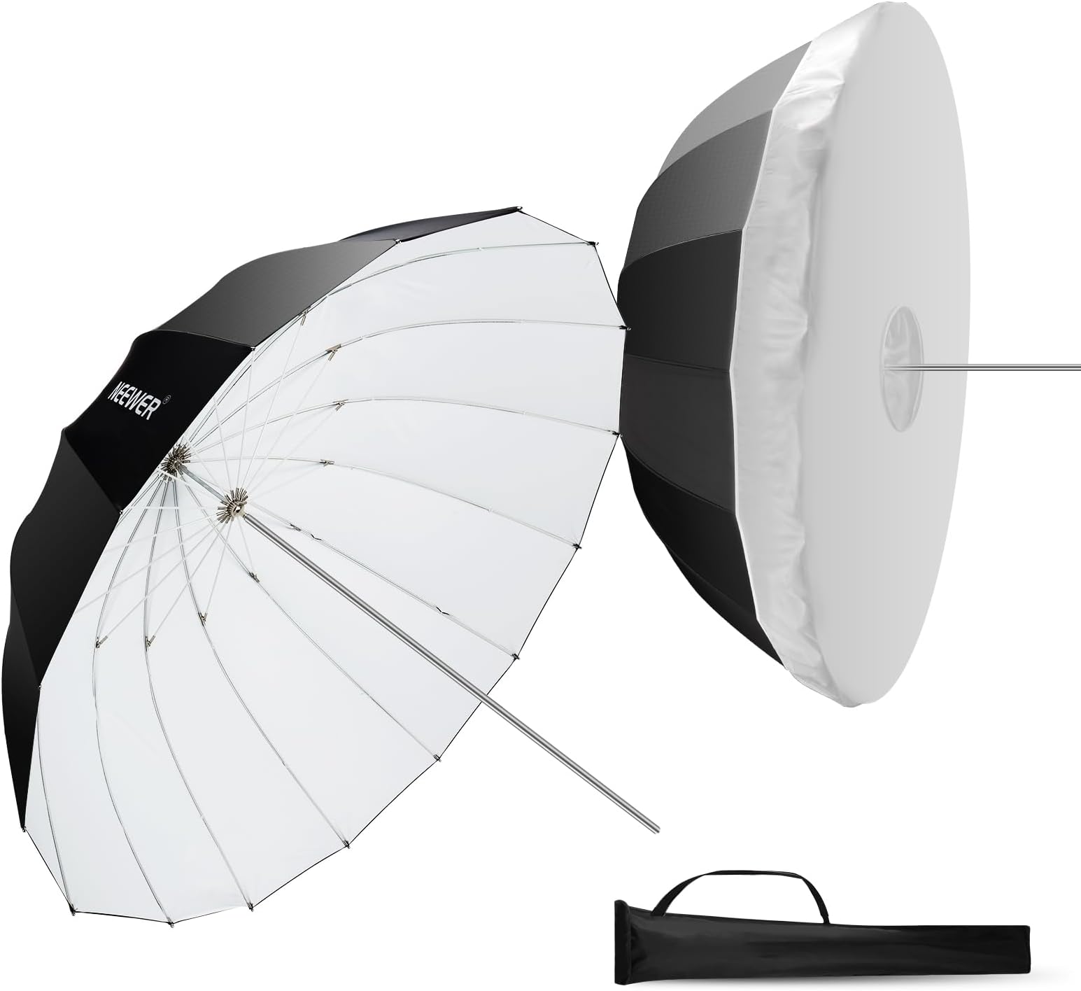 65"/165cm Parabolic Reflective Umbrella Photography with White Inner, Soft Lighting with Diffuser Cover, Bag, Quick Fold for Camera Photo Studio Video Light Shooting Monolight Flash, NS3U