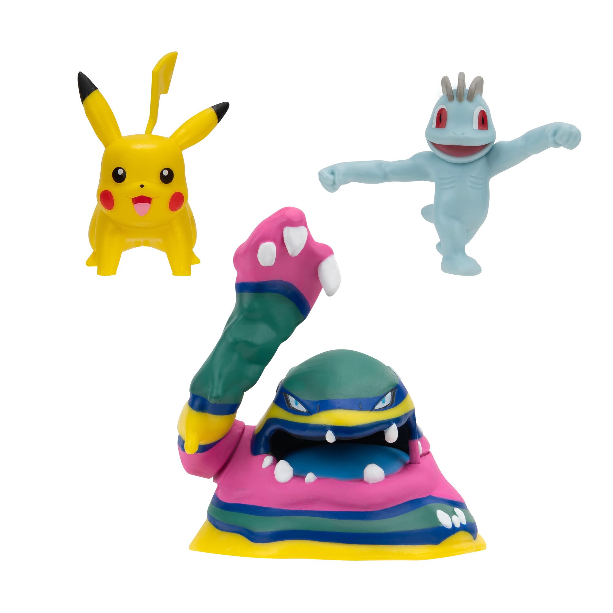 Pokémon Battle Figure 3 Pack, Features 2-Inch Pikachu and Machop and 3-Inch Alolan Muk Battle Figures, Pikachu, Machollo - Image 2