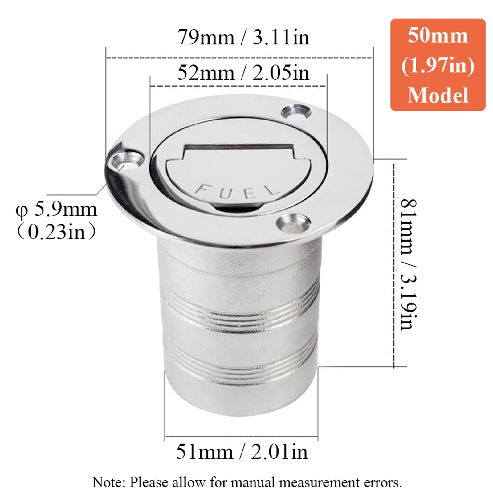 TopHomer Tappo di riempimento per barca in acciaio inox, senza chiave, per yacht, barche, roulotte e camper