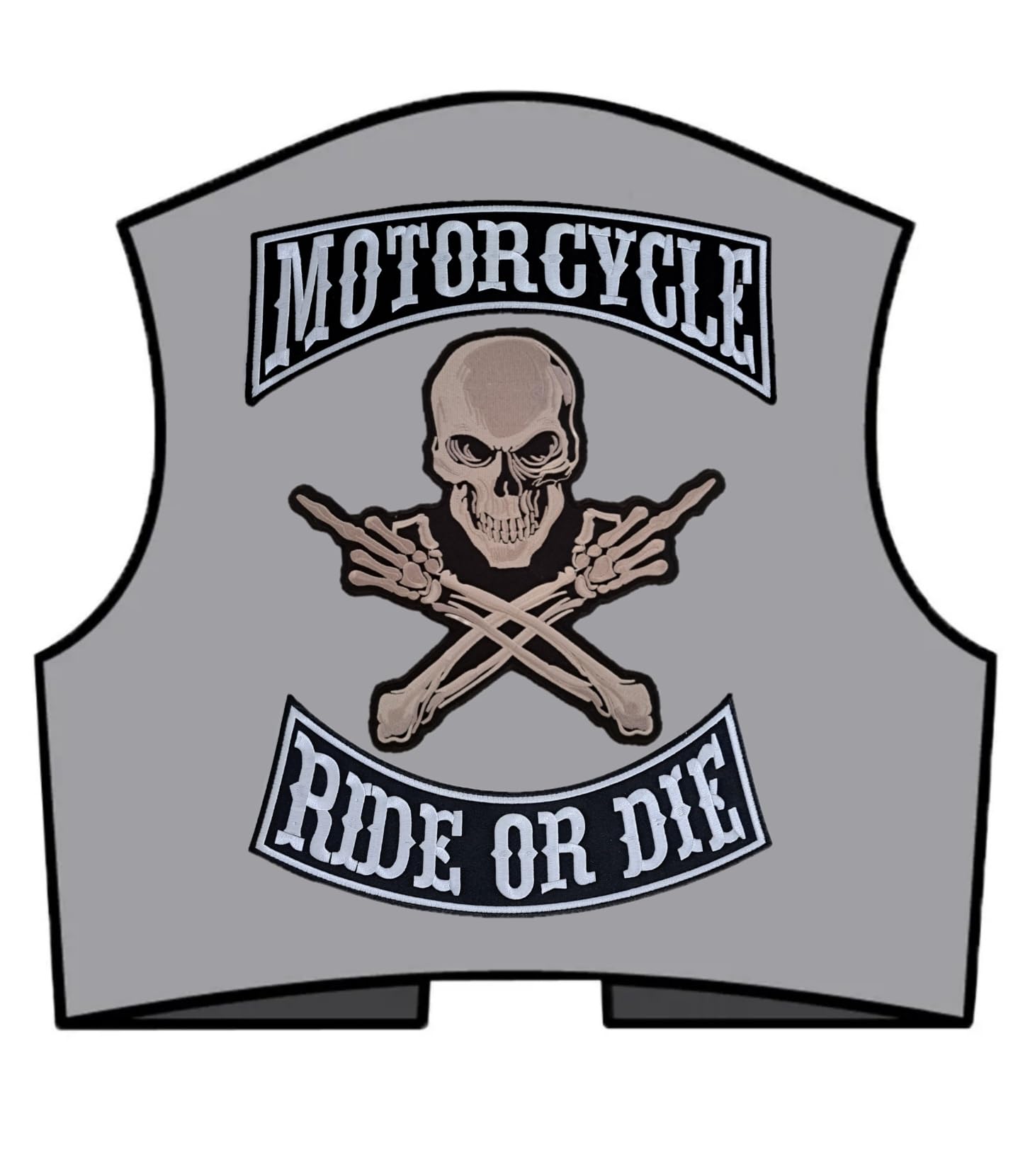 Parches bordados con diseño de calavera, calavera con dedo medio, Parches Ropa para aplicar o decorar chalecos, motocicletas, etc.