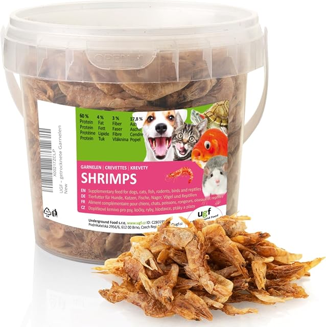 UGF - Camarones Secos - 75 g en un Cubo de 500 ml, Insectos camarones, Alimento para Aves Silvestres (Todo…