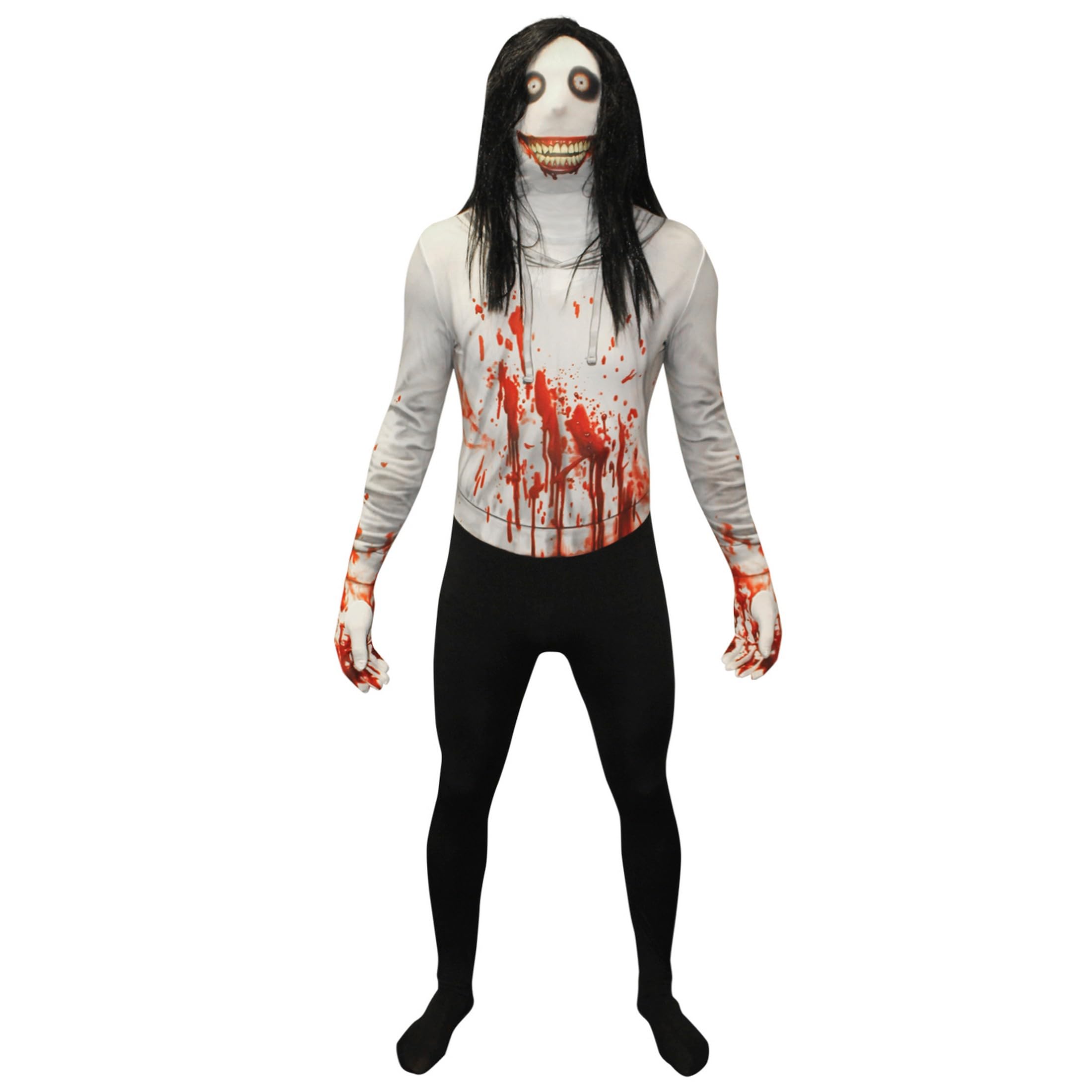 Morphsuit kostium Jeff The Killer dla dorosłych, przebranie potwora, Halloween i karnawał - XL (176-185 cm)