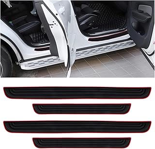 4PCS Car Door Threshold Protection, Car Door Sill Plate Step Protector, Rubber Door Edge Step Dust Shield Cover, Universal Anti-Scratch Exterior Accessories for Car SUV (Red borde)