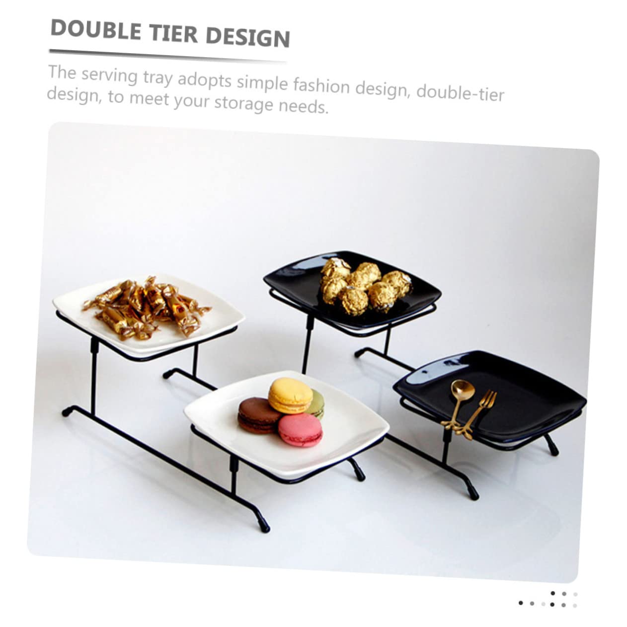 Présentoir à Desserts à Deux Niveaux, Plateau en Céramique
