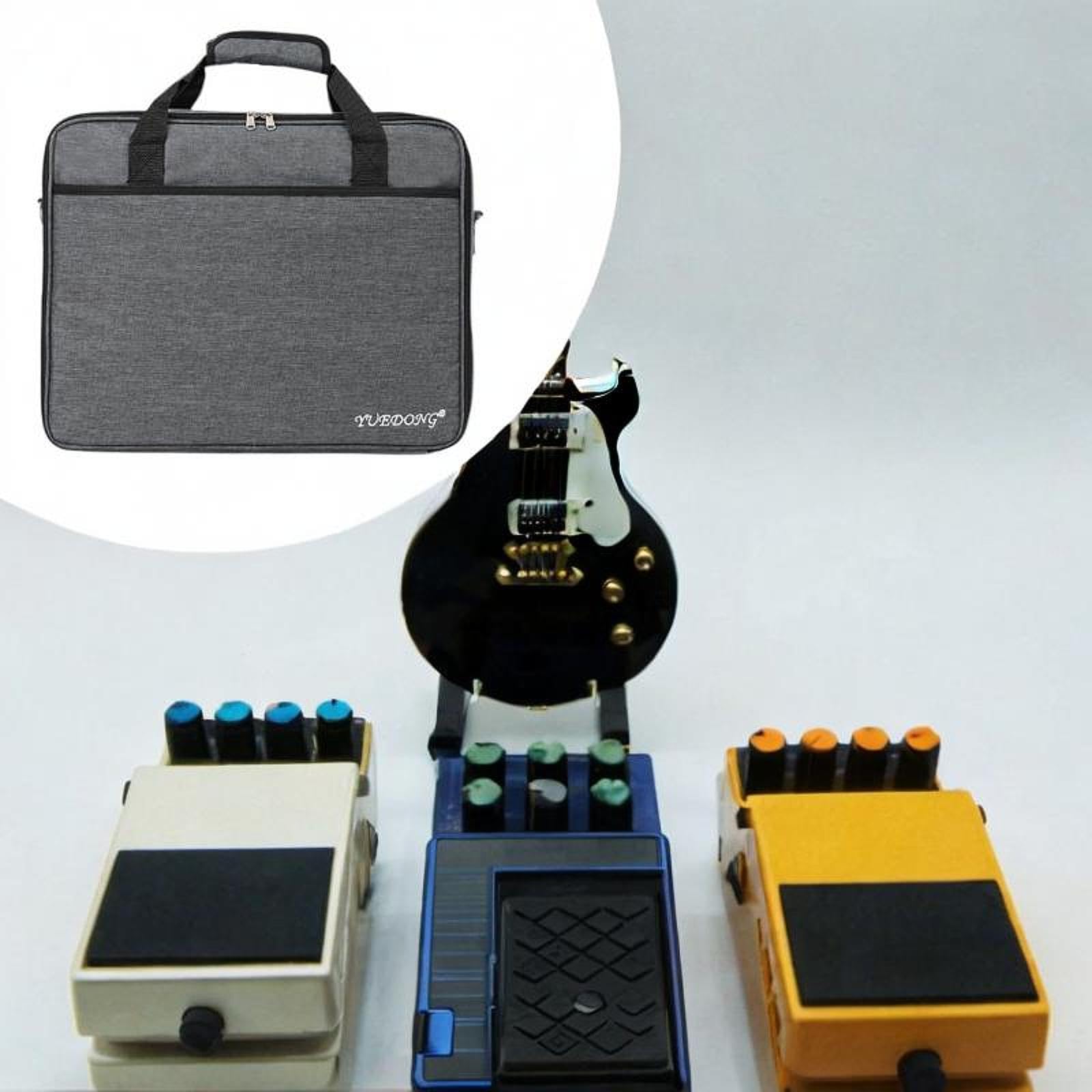 Generic Effektpedal Tasche, Pedalboard Reißverschlusstasche, Handtasche mit Fach, Tragegriff, Tragetasche für Studioaufnahmen, 44x34.5x12.5cm