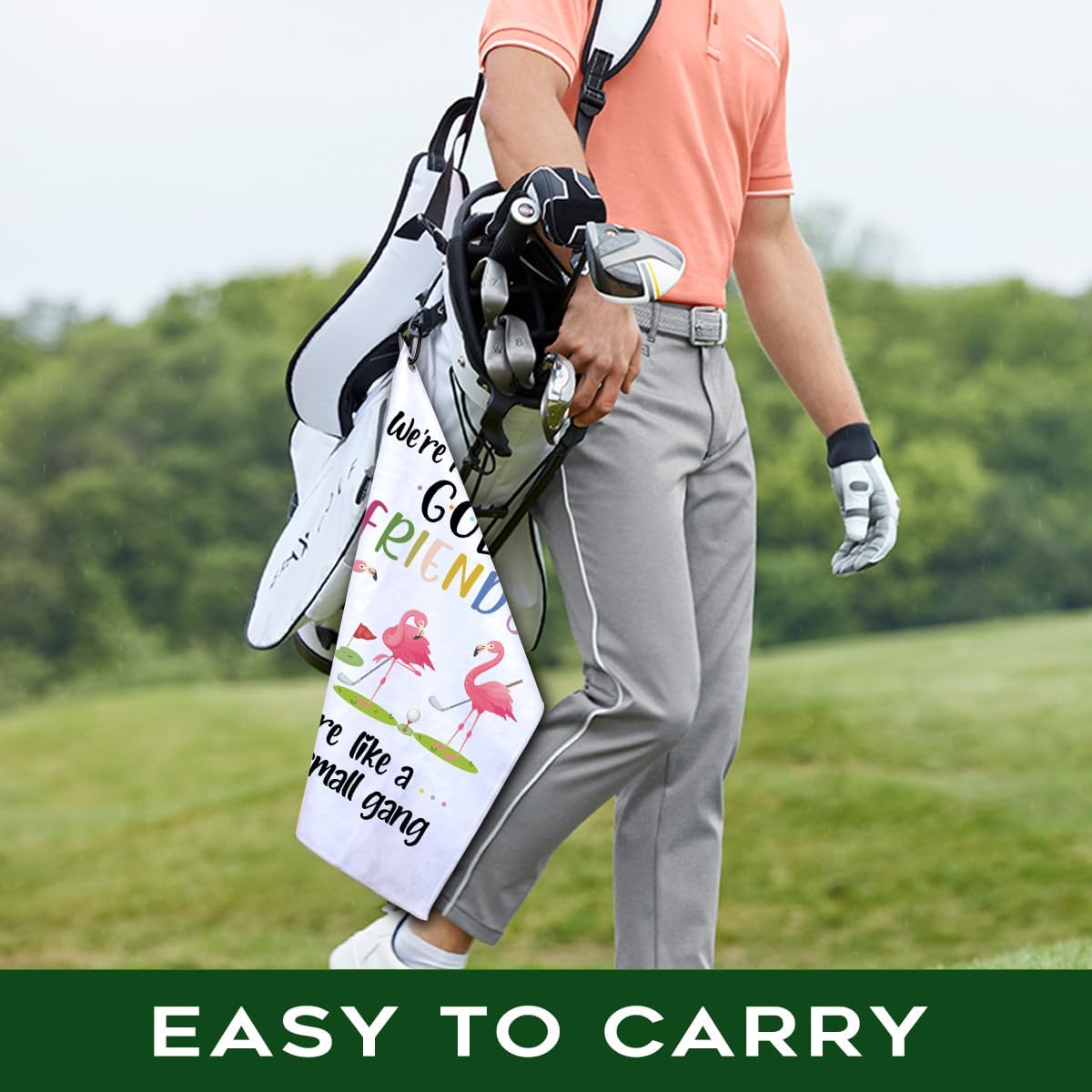 Polyester Cotton Blend Printed Golf Towel, Funny Flamingo Golf Accessory for Men Women, Golf Gift for Fan, Lover Birthday Gift - Image 5