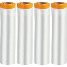 JMIATRY 4 Pcs Dust Sheets Roll, 2mx20m Waterproof Self-Adhesive Shields Film Rolls, Pre-Taped Plastic Dust Sheets for Decorating, Painting and Furniture Covering