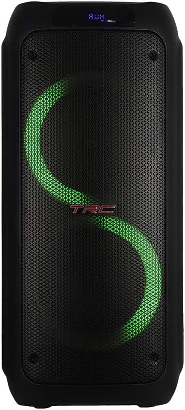 TRC 5590 - Caixa de Som Amplificada Portátil com Bluetooth; Controle Remoto; Entrada USB; Iluminação em LED; Disco Ligthing; Microfone com Fio e TWS; – 1000W RMS; Black