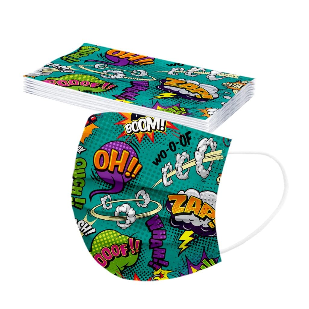 HKUOPW 100PC White Face Mask for Kids Disposable UK 3 Ply Breathable Rainbow Patterned Personalised Facemasks Pack Of 100 Childrens Coloured Cute Space Masks