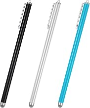 JIEYAO 3 Pcs Universal Stylus Pens, High Sensitivity Fiber Tip, Compatible with Phone Tablets (Black+Silver+Blue)