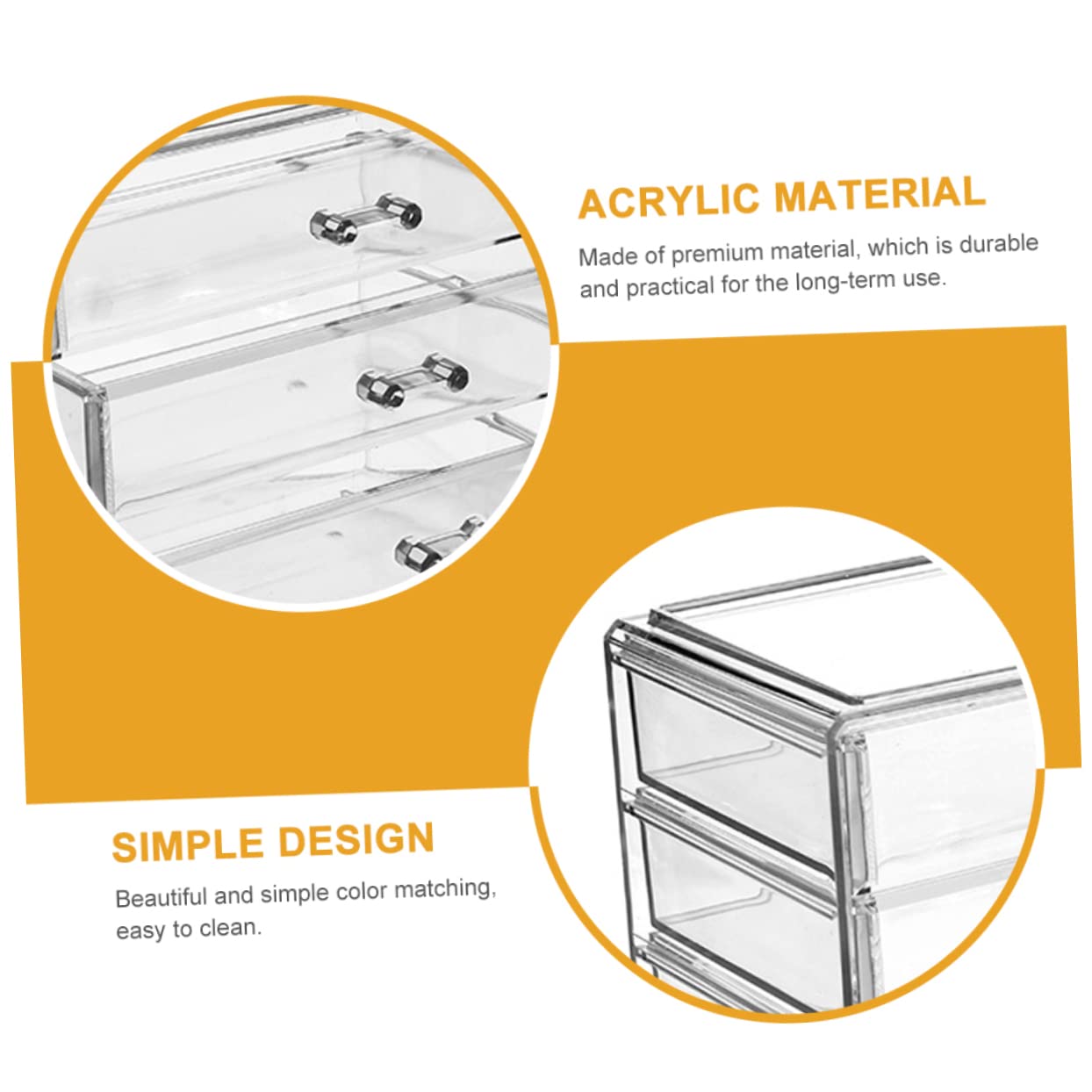 Caja de Cosméticos 4 Cajones Grande de Acrílico Transparente