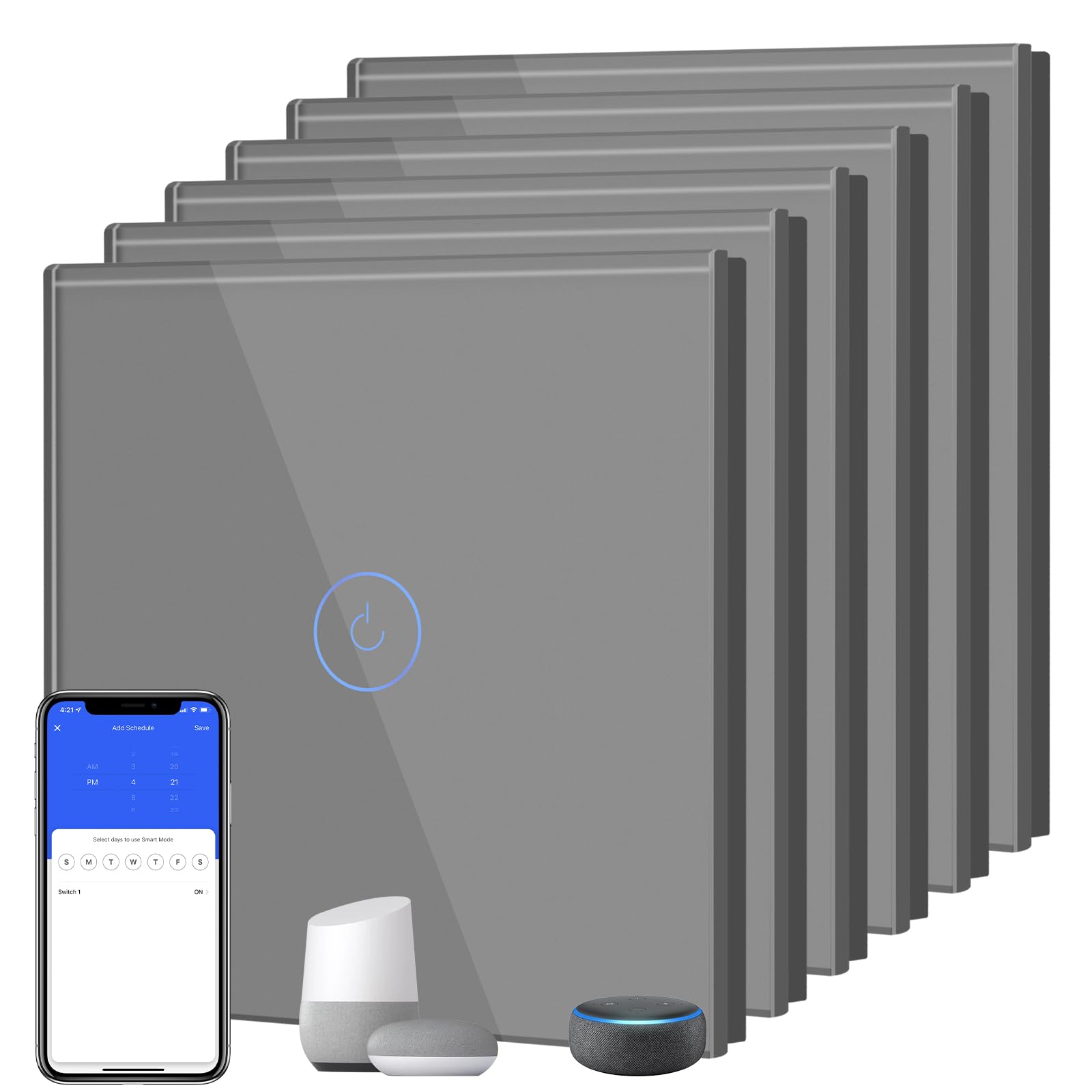 BSEED Interruptor Inteligente WIFI,Interruptores Tactil Con Cristal,Compatible con Alexa,Tuya y Smart Life,Requiere Cable Neutro,2 Gang 1 Vía,86mm Blanco — view 131