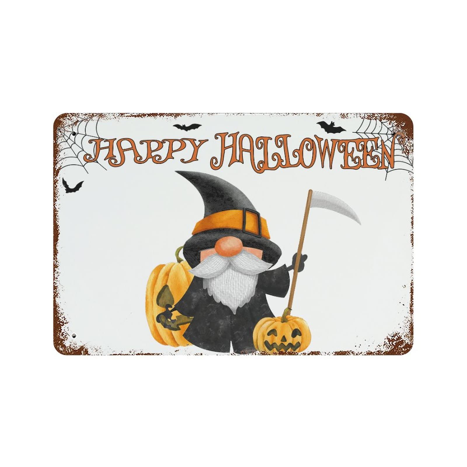 Plaque Happy Halloween extérieure en métal robuste qui ne rouille pas pour décorer votre porche