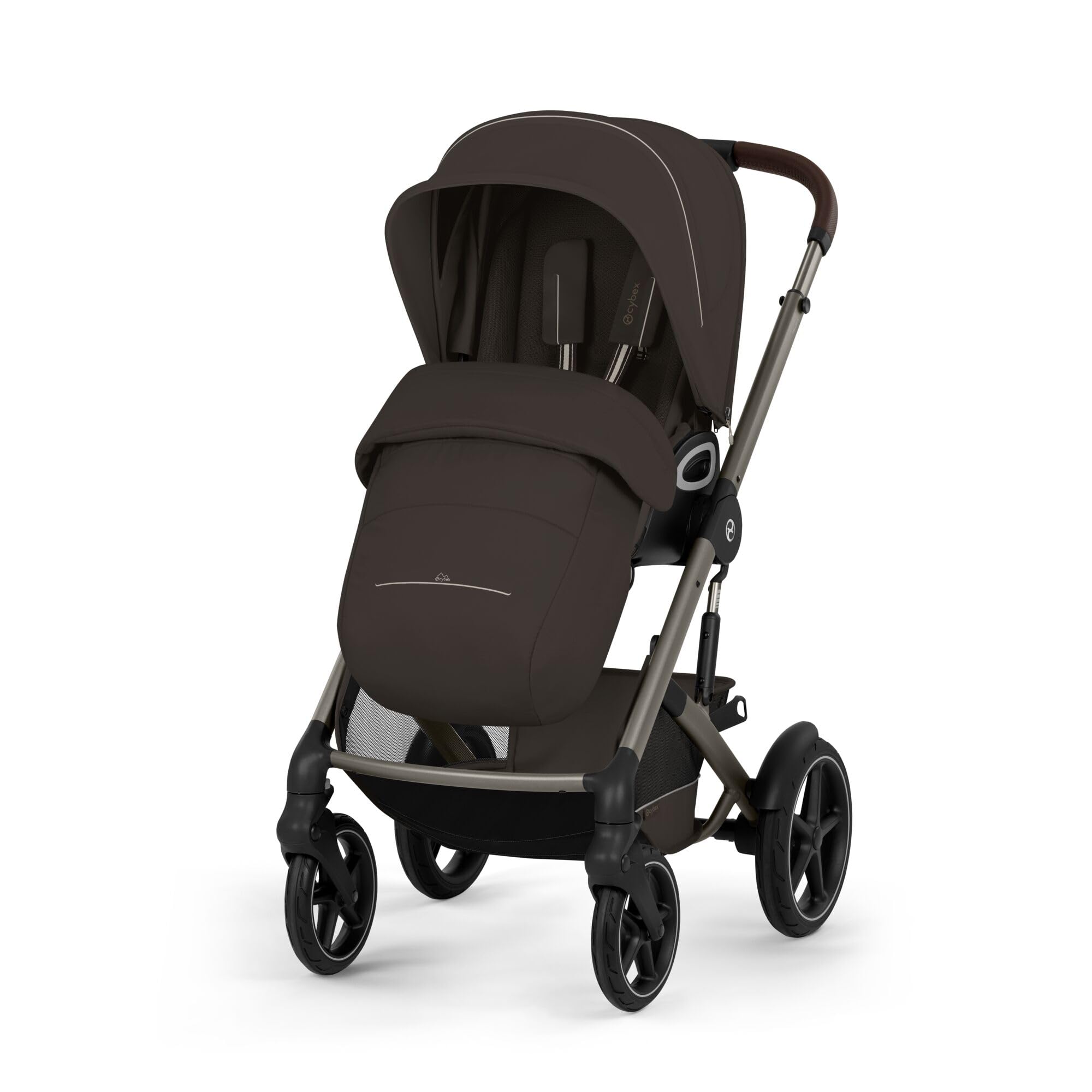 CYBEX Gold Poussette TALOS S LUX & nacelle Fold Cot, Chocolate Brown | De la naissance à 4 ans, jusqu'à 22 kg max, nacelle pliable, système de voyage tout-terrain, capote XXL UPF50+