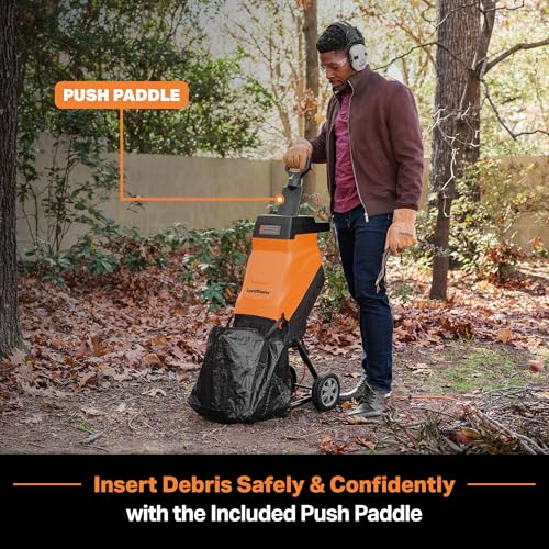Image of LawnMaster FD1503 Electric Wood Chipper Shredder 15-Amp 1.8-Inch Cutting Diameter Max 14:1 Reduction