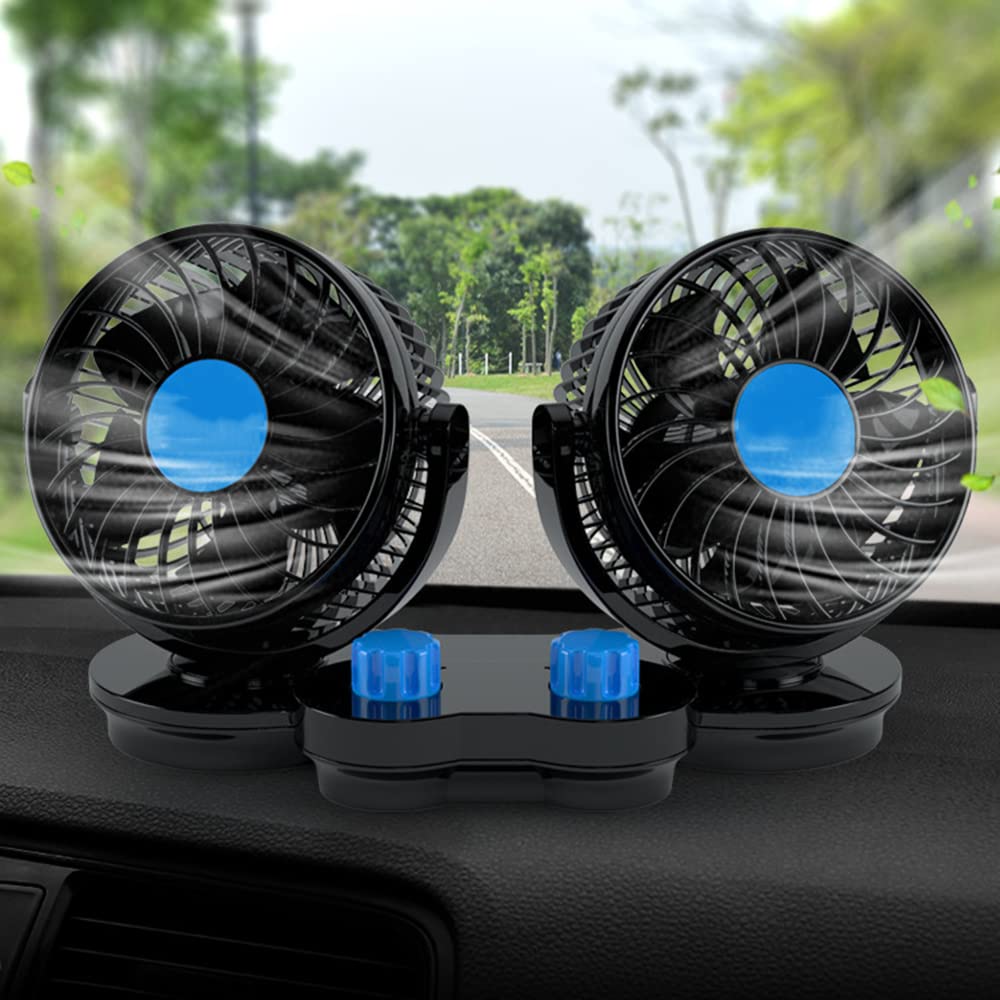 Riloer 12 V / 24 V podwójny przełącznik wentylator samochodowy 360 ° dopasowanie do samochodów, minivanów, samochodów terenowych, ciężarowych, wózków widłowych