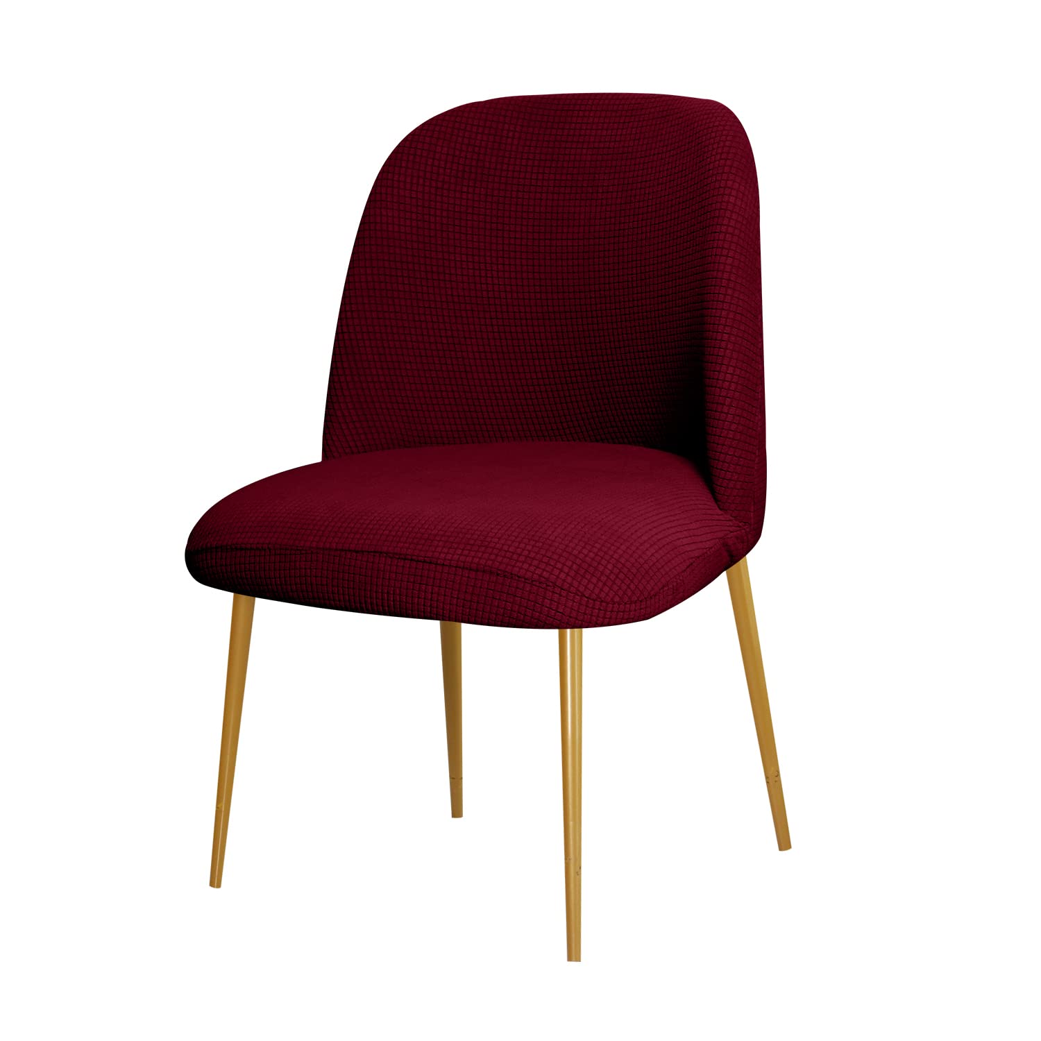 LIULIWEIFA Dining Chair Cover Stretch Velvet Upholstered Side Dining Chair Cover Slipcover Curved Back Mid Century Modern Accent Dining Chair Covers for Kitchen Living Room,Burgundy A,1PCS