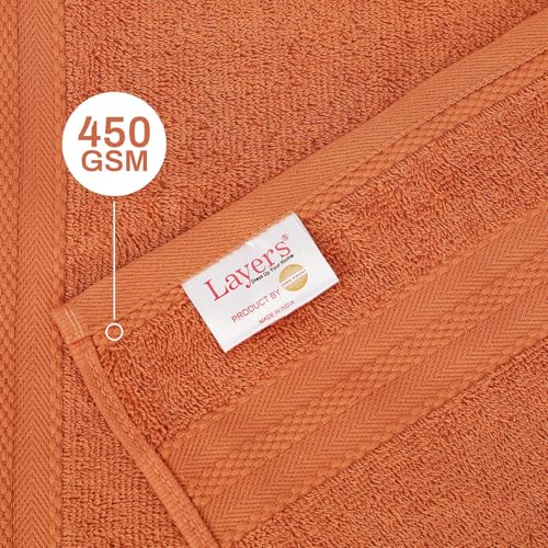 Image of Layers 100% Cotton Face Towels | 450 GSM Soft & Highly Absorbent | Aqua Plush Collection | Pack of 12 Super Soft Towels for Men & Women | 30 x 30 cm - Brown